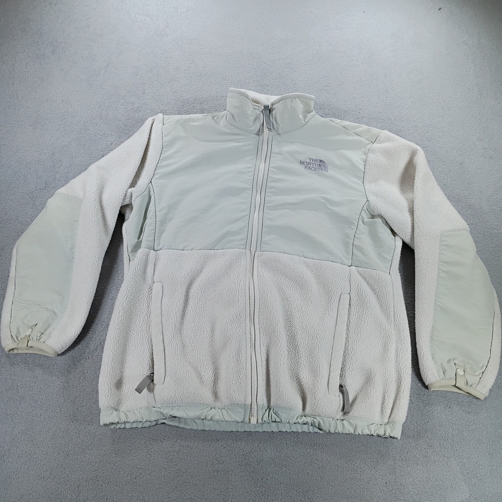 The North Face Women Denali Fleece Jacket Cream White Medium Full Zip